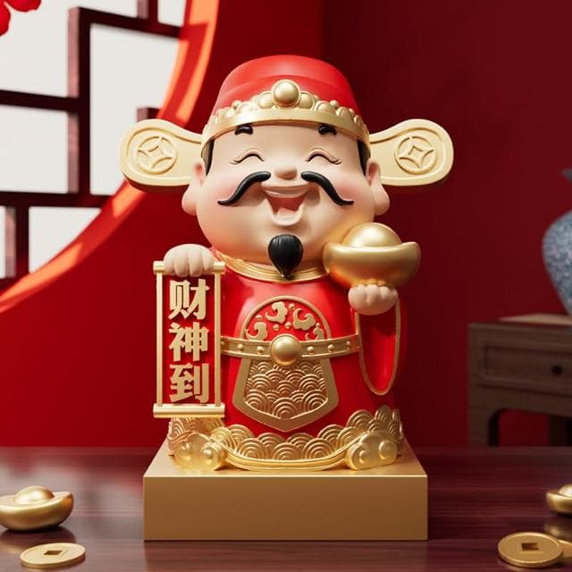 國潮財神爺桌面擺件客廳電視櫃店鋪前臺辦公室招財裝飾品開業禮物