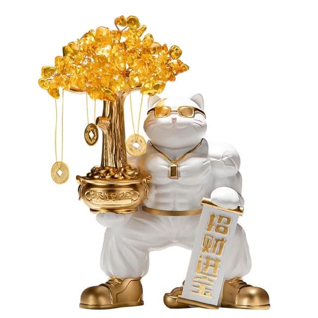 招財貓擺件辦公室生意興隆裝飾品健身房開業禮物大吉禮品肌肉發財