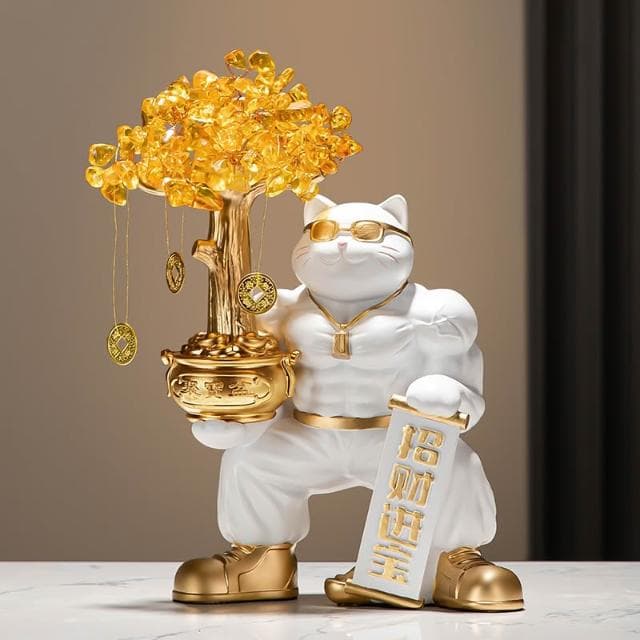 招財貓擺件辦公室生意興隆裝飾品健身房開業禮物大吉禮品肌肉發財