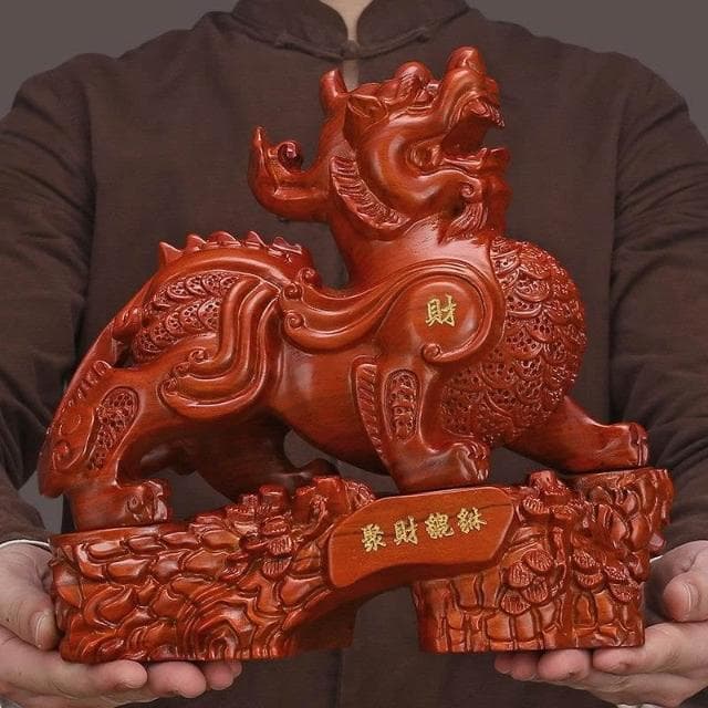黑檀實木雕刻招財貔貅擺件一對家居客廳電視櫃裝飾辦公室開業禮物