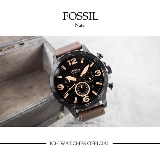 【FOSSIL】ICHco 實體門市 美國FOSSIL NATE重裝教士系列三眼計時錶-石英錶機械錶男錶情人節禮物父親節禮物生日禮物JR1401