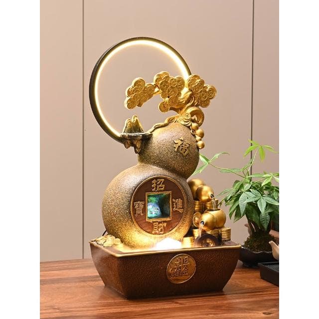 客厅招财风水轮葫芦流水生财摆件循环水桌面装饰水景开店开业礼物