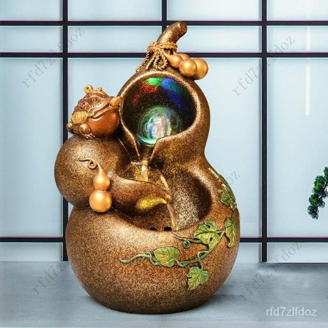 免運 招財葫蘆擺件客廳風車水輪轉球循環流水噴泉擺件喬遷新居開業禮物 招財水流盆 流水擺件 流水聚寶盆 流水盆 財位擺件