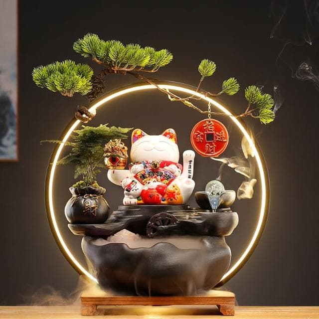 招财猫摆件流水生财生意兴隆摇手猫办公室装饰桌面收银台开业礼物