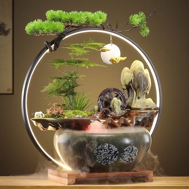 招财流水摆件循环水办公室客厅生财茶台装饰玄关桌风水轮开业礼物