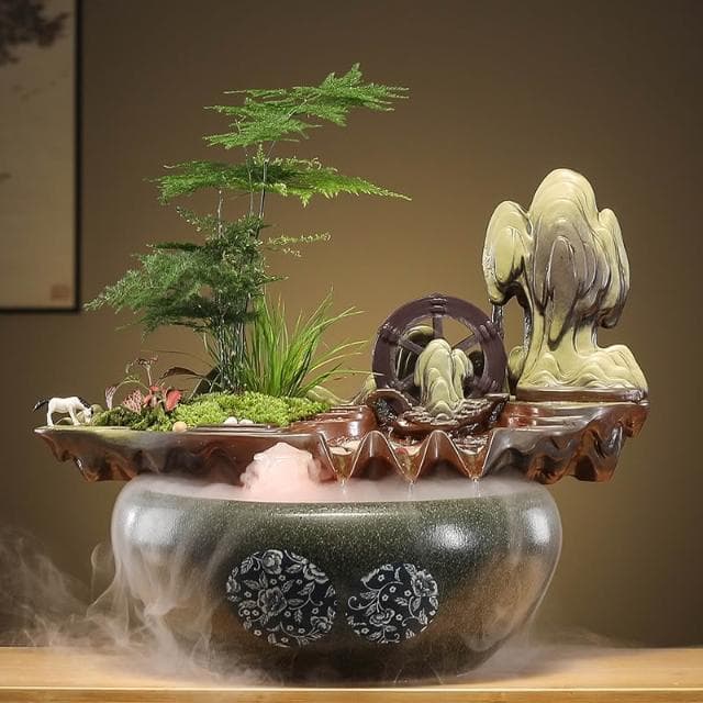 招财流水摆件循环水办公室客厅生财茶台装饰玄关桌风水轮开业礼物