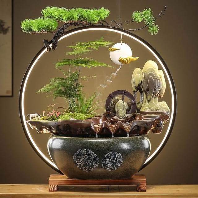招财流水摆件循环水办公室客厅生财茶台装饰玄关桌风水轮开业礼物