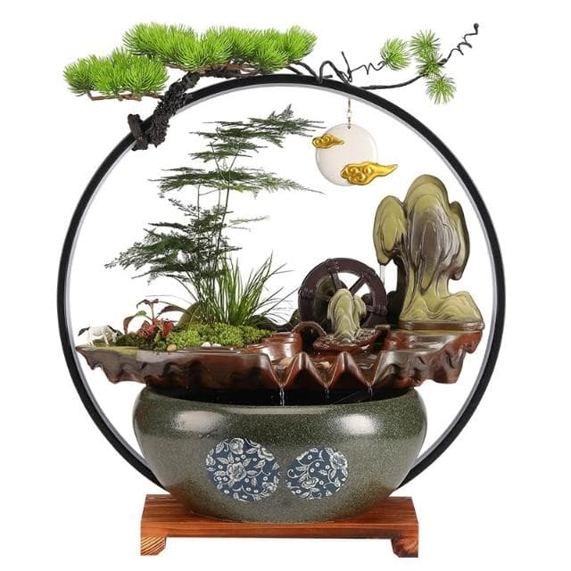 招财流水摆件循环水办公室客厅生财茶台装饰玄关桌风水轮开业礼物