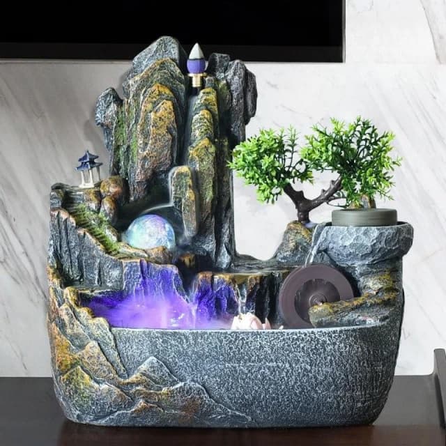風水輪招財高山流水噴泉水車景觀生財辦公室假山水景觀循環水擺件 流水擺件 招財水流盆 流水盆 流水造景 開幕送禮 入厝禮物