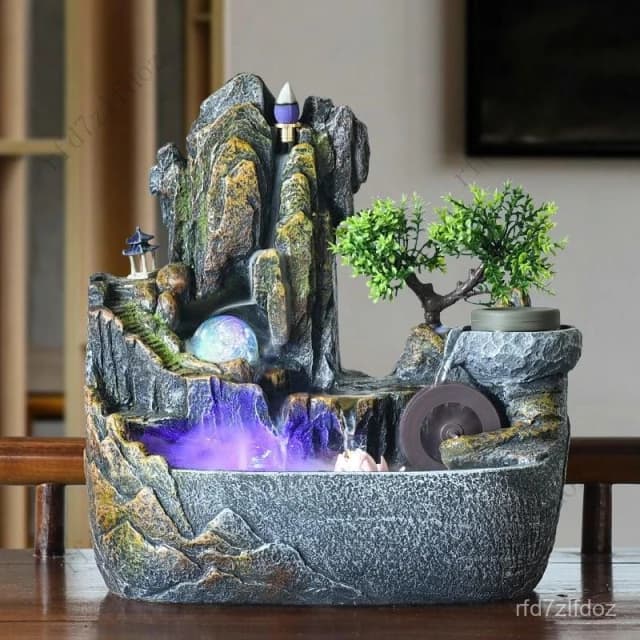 風水輪招財高山流水噴泉水車景觀生財辦公室假山水景觀循環水擺件 流水擺件 招財水流盆 流水盆 流水造景 開幕送禮 入厝禮物