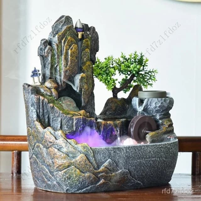 風水輪招財高山流水噴泉水車景觀生財辦公室假山水景觀循環水擺件 流水擺件 招財水流盆 流水盆 流水造景 開幕送禮 入厝禮物