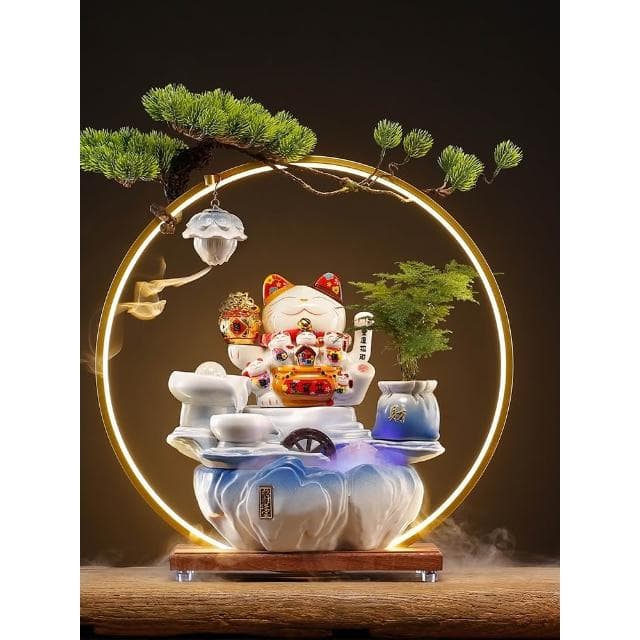 开业送礼物招财猫摆件自动招手前台入户客厅办公室循环流水装饰品
