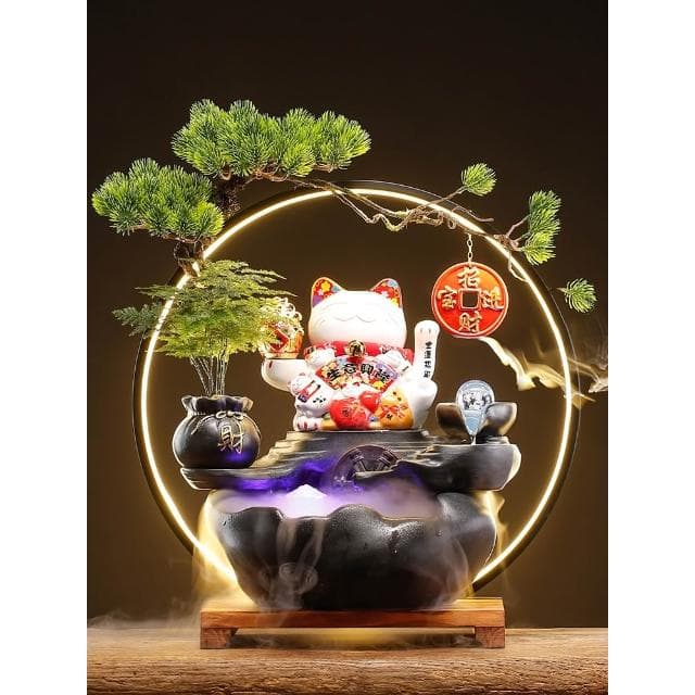 开业送礼物招财猫摆件自动招手前台入户客厅办公室循环流水装饰品