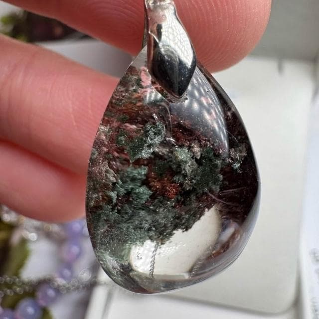【千奇國際精品】美！天然正紅正綠 幽靈水晶墜 18號6公克 贈鋼鍊♥️幽靈墜 幽靈水晶 彩幽靈項鍊 送禮禮品 招財招貴人