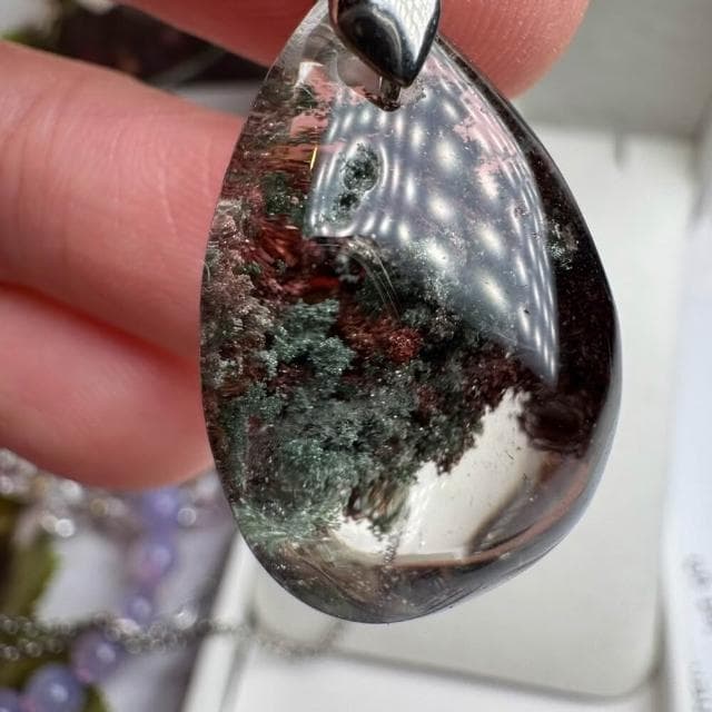 【千奇國際精品】美！天然正紅正綠 幽靈水晶墜 18號6公克 贈鋼鍊♥️幽靈墜 幽靈水晶 彩幽靈項鍊 送禮禮品 招財招貴人