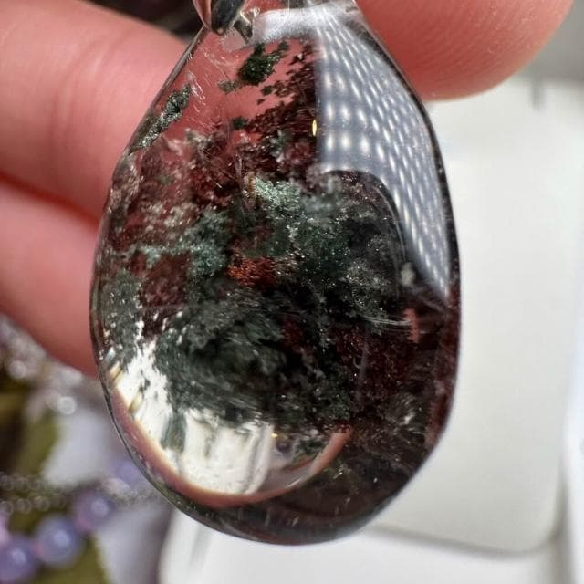 【千奇國際精品】美！天然正紅正綠 幽靈水晶墜 18號6公克 贈鋼鍊♥️幽靈墜 幽靈水晶 彩幽靈項鍊 送禮禮品 招財招貴人