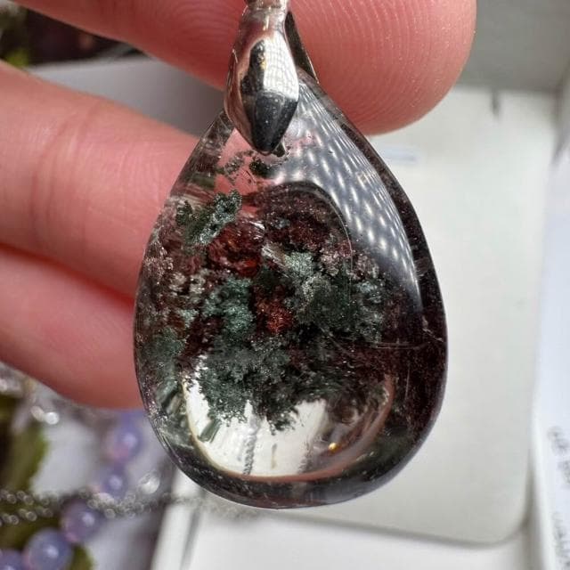 【千奇國際精品】美！天然正紅正綠 幽靈水晶墜 18號6公克 贈鋼鍊♥️幽靈墜 幽靈水晶 彩幽靈項鍊 送禮禮品 招財招貴人