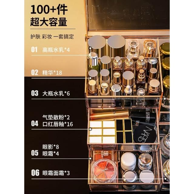 kaman玻璃化妝品收納盒高級感三八婦女節禮物護膚品化妝刷置物架