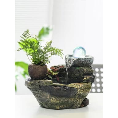 扬梦假山流水喷泉摆件鱼池办公室微景观茶桌面盆景朋友送礼品小型
