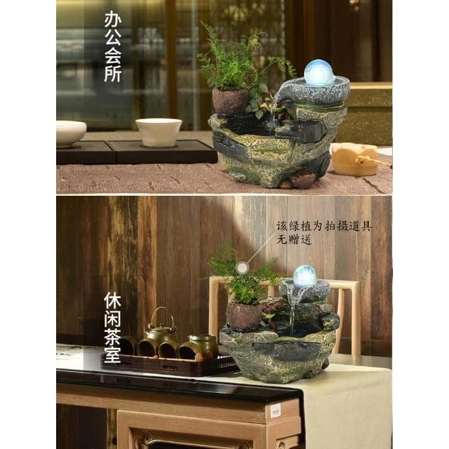 扬梦假山流水喷泉摆件鱼池办公室微景观茶桌面盆景朋友送礼品小型