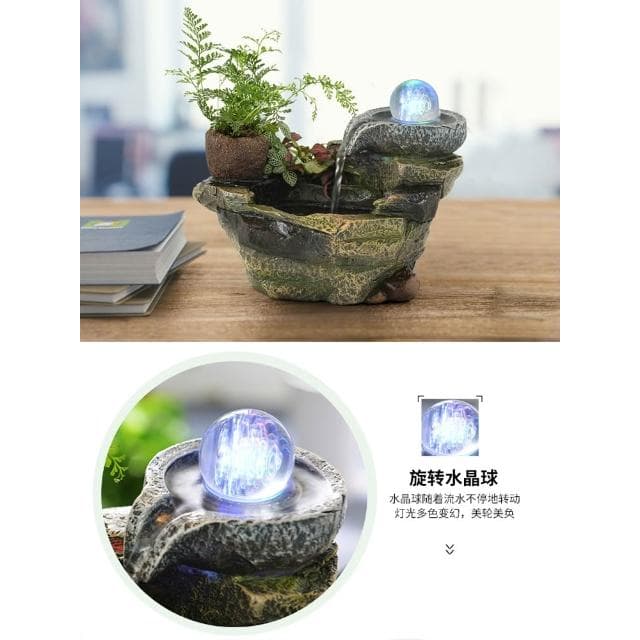 扬梦假山流水喷泉摆件鱼池办公室微景观茶桌面盆景朋友送礼品小型