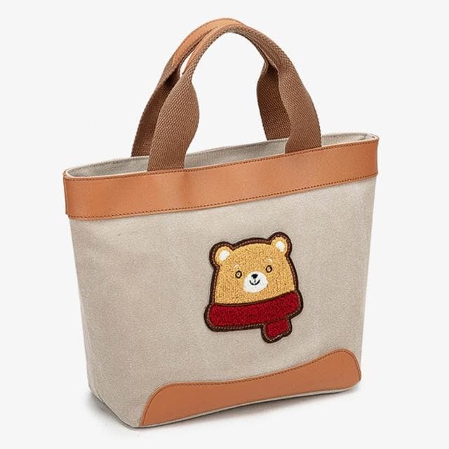【KT DADA】手提刺繡 可愛包包 包包 手提包 帆布包 便當袋 散步包 帆布女包 購物袋 牛仔包包 奶茶色包包 小包包 小禮物