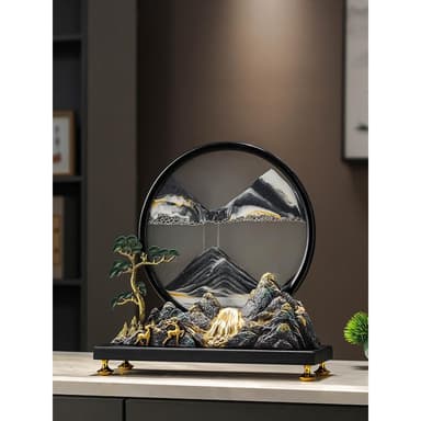辦公室流水生財假山 流沙畫擺件 高端客廳玄關裝飾品 喬遷禮物