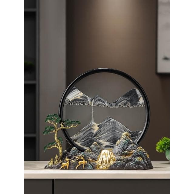辦公室流水生財假山 流沙畫擺件 高端客廳玄關裝飾品 喬遷禮物