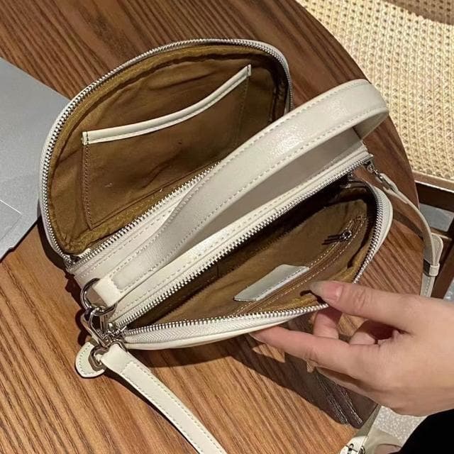 【KT DADA】斜背小包包 牛皮包包 包包 手提包 真皮包包 手提牛皮包 真皮女包 紅色包包 雙層拉鍊包 包包女 日系包包 禮物