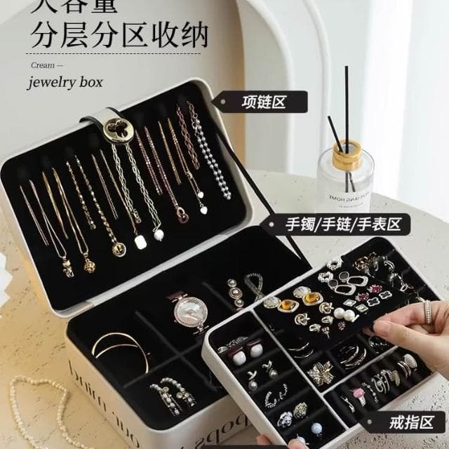原創香風首飾盒梳粧檯收納盒高檔精緻耳環耳飾項鏈金銀珠寶飾品盒