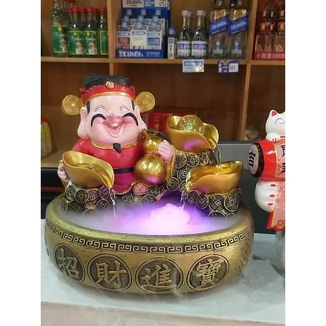 財神爺招財進寶迴圈水擺件店鋪轉運球流水生財噴泉送開業禮品禮物