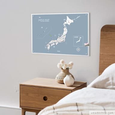 【Umade】日本地圖磁吸系列海報-單獨海報款 月白灰色 附磁鐵地標扣 (牆壁裝飾 客廳擺飾 居家房間佈置 情侶禮物 生日送禮 旅遊回憶 禮物推薦 紀念禮物)