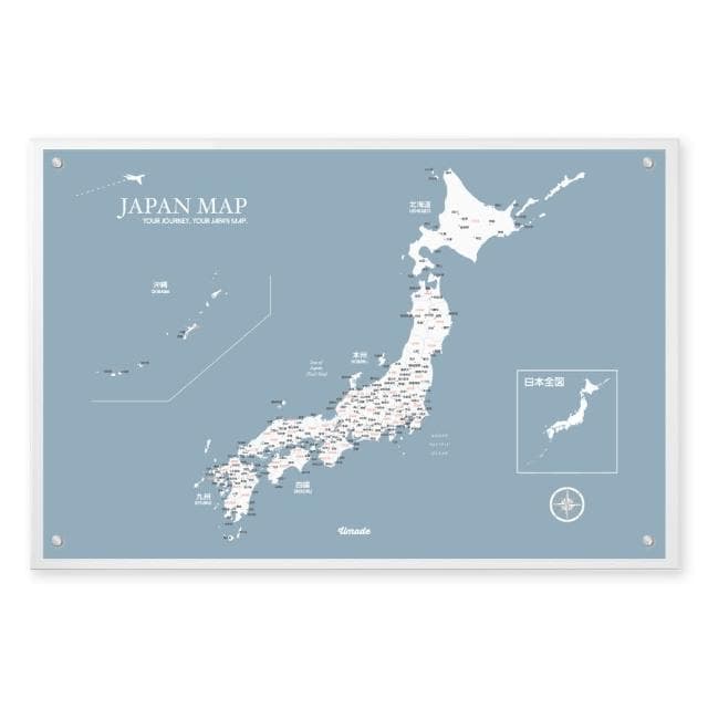 【Umade】日本地圖磁吸系列海報-單獨海報款 月白灰色 附磁鐵地標扣 (牆壁裝飾 客廳擺飾 居家房間佈置 情侶禮物 生日送禮 旅遊回憶 禮物推薦 紀念禮物)