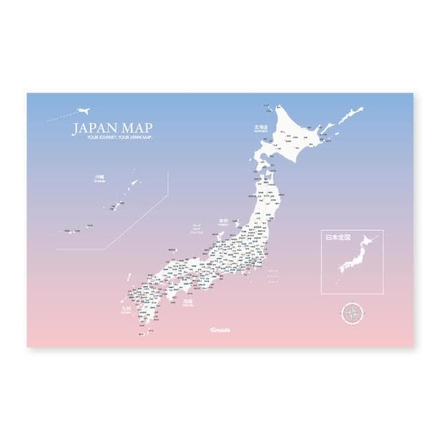 【Umade】日本地圖磁吸系列海報-單獨海報款 櫻花粉色 附磁鐵地標扣 (牆壁裝飾 客廳擺飾 居家房間佈置 情侶禮物 生日送禮 旅遊回憶 禮物推薦 紀念禮物)