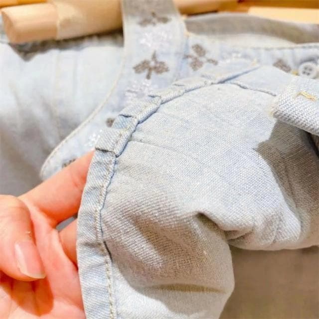 【Arbea】夏季新款女童背心套裝兒童刺繡花朵上衣吊帶牛仔褲兩件套 C890