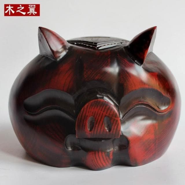 投幣口設計 福豬木質存錢罐儲蓄罐創意中國風手工木制工藝品擺件生日禮物送禮