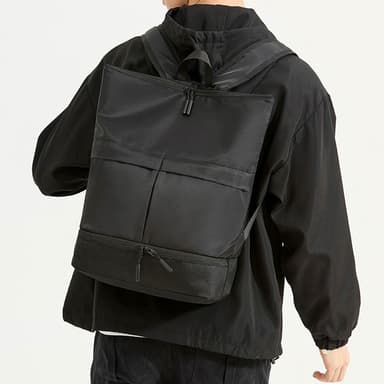 【LEESA】14吋筆電包\大容量後背包\包包\後背包\尼龍包包\黑色後背包\尼龍後背包\多功能背包\休閒背包\旅行背包\禮物