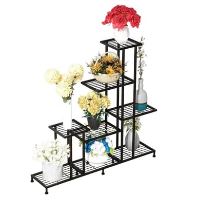 創意6層鐵藝花卉植物展示架，室戶外花園盆栽植物階梯架