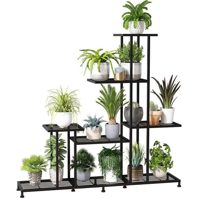 創意6層鐵藝花卉植物展示架，室戶外花園盆栽植物階梯架