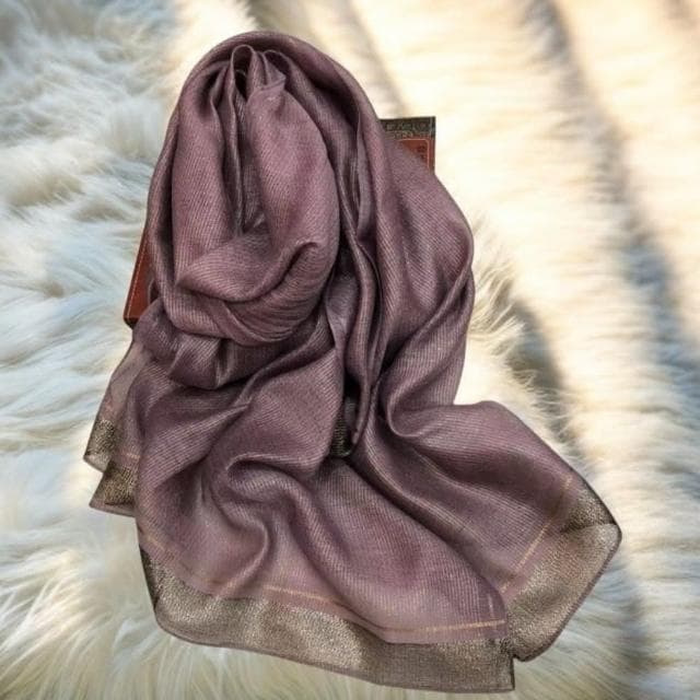 【巴黎精品】真絲絲巾羊毛圍巾-桑蠶絲亮絲金邊典雅女配件10色a1gt41