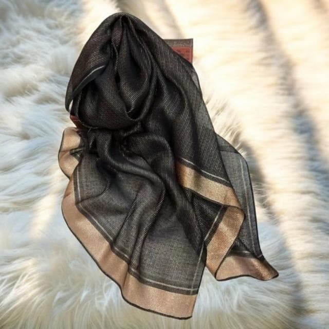 【巴黎精品】真絲絲巾羊毛圍巾-桑蠶絲亮絲金邊典雅女配件10色a1gt41