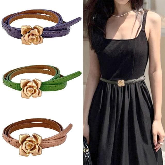 【MoonDy】皮帶 腰帶 褲帶 皮帶真皮 牛皮皮帶 洋裝皮帶 精品皮帶 女士皮帶 細腰帶 毛衣皮帶 高質感  女生禮物