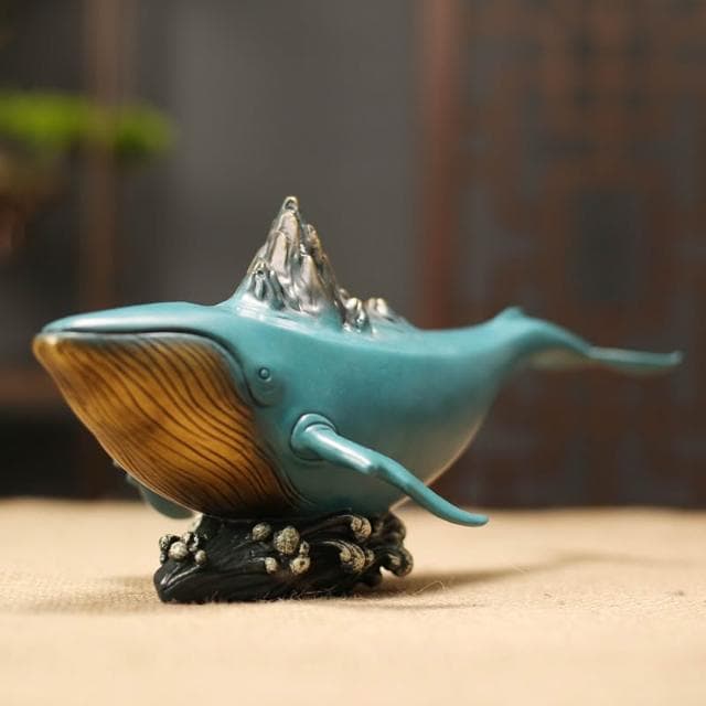 鯨山鯨魚黃銅彩銅擺件創意工藝品生日送禮店鋪開業桌面擺飾裝飾品