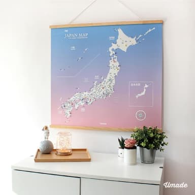 【Umade】日本地圖木框海報 櫻花粉色 附磁鐵地標扣 (牆壁裝飾 房間佈置 情侶禮物 生日禮物 旅遊回憶 禮物推薦 紀念禮物 居家裝飾 旅行紀錄)