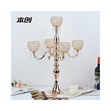 歐式長桌水晶燭臺酒店婚禮裝飾蠟燭臺擺件浪漫氛圍蠟燭座聖誕裝飾