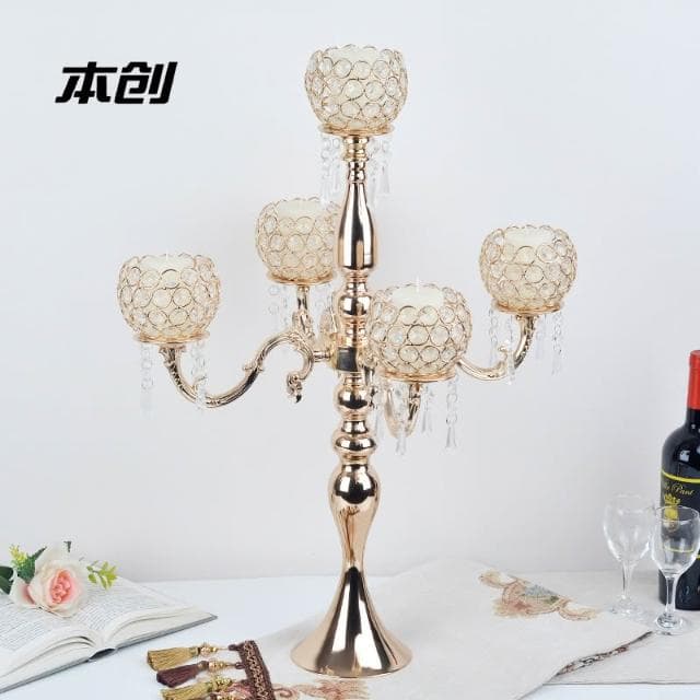 歐式長桌水晶燭臺酒店婚禮裝飾蠟燭臺擺件浪漫氛圍蠟燭座聖誕裝飾