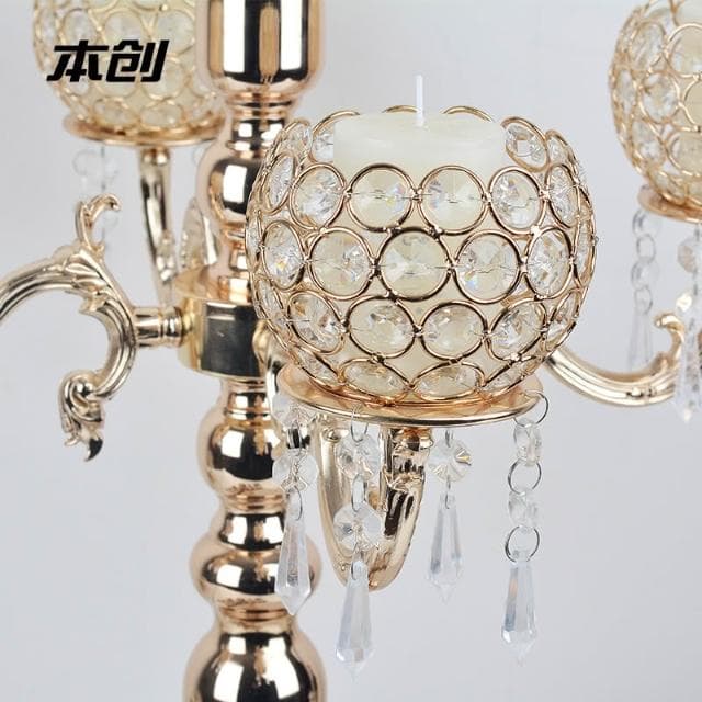 歐式長桌水晶燭臺酒店婚禮裝飾蠟燭臺擺件浪漫氛圍蠟燭座聖誕裝飾