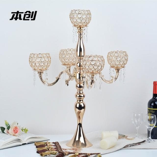 歐式長桌水晶燭臺酒店婚禮裝飾蠟燭臺擺件浪漫氛圍蠟燭座聖誕裝飾