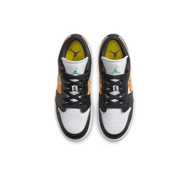 【NIKE 耐吉】籃球鞋 Air Jordan 1 Low SE GS Drip 水彩 渲染 黑綠橙 大童 女鞋 DJ6252-038交換禮物
