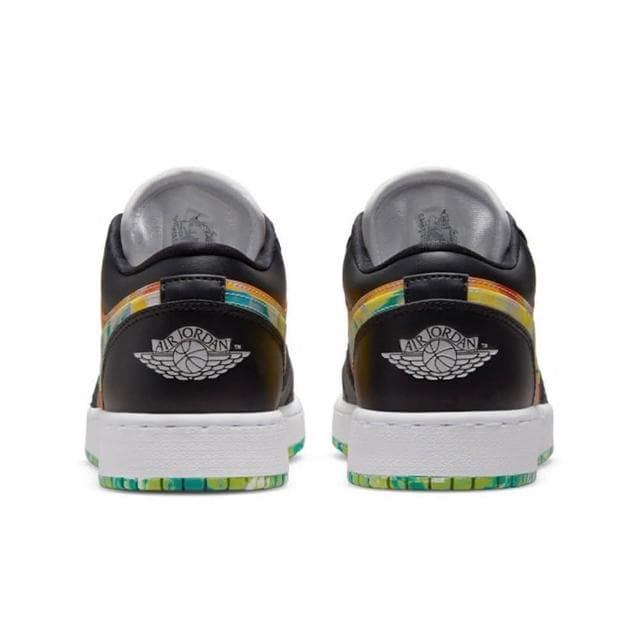 【NIKE 耐吉】籃球鞋 Air Jordan 1 Low SE GS Drip 水彩 渲染 黑綠橙 大童 女鞋 DJ6252-038交換禮物